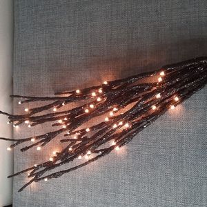 Black Glitter Halloween Twig Light Lighted Branches Stem Electric Cord Indoor